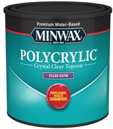 Minwax Polycrylic 233334444 Protective Finish Paint, Liquid, Crystal Clear, 0.5 pt, Can